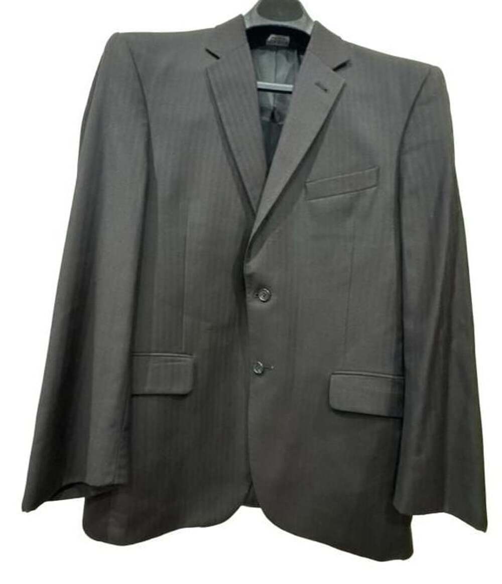 Classy Jos. A. Bank Wool Suit Blazer Jacket Size 41 RG Black Herringbone